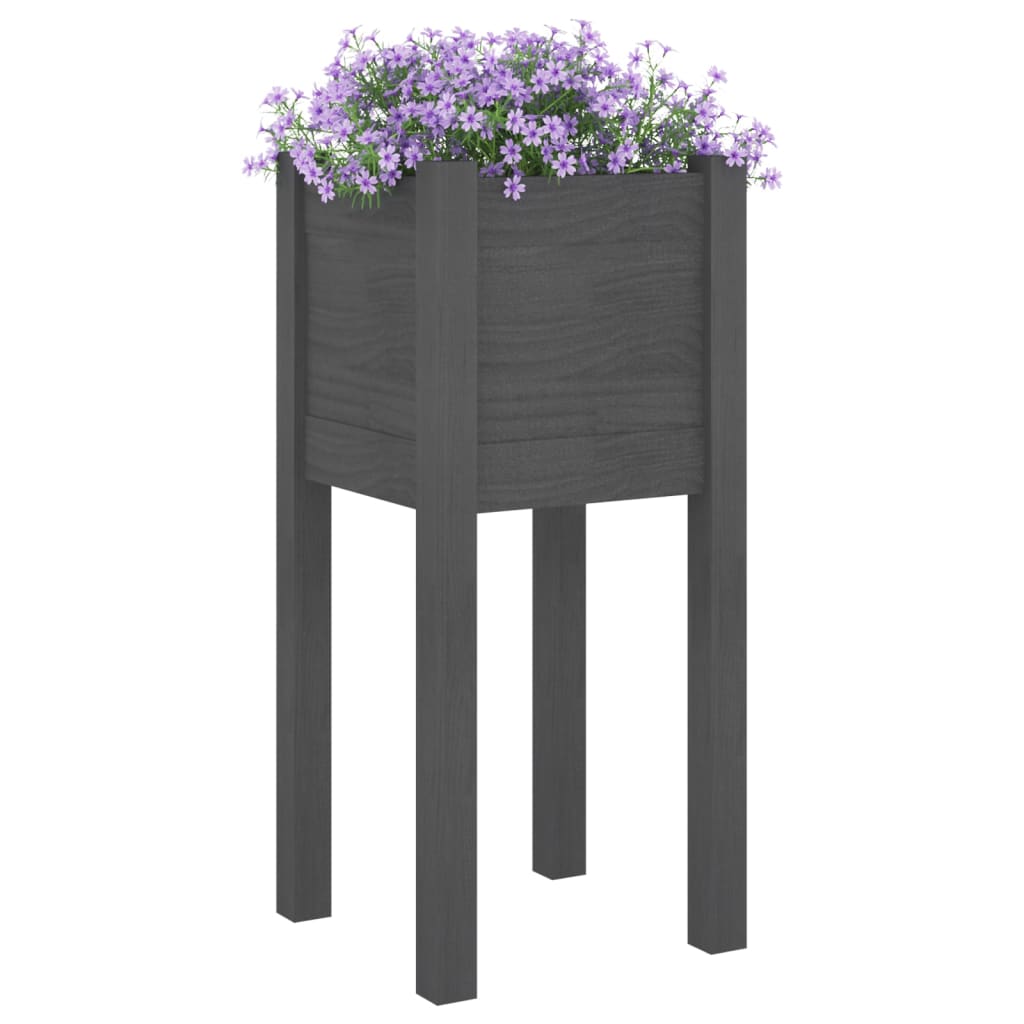 Vasos/floreiras de jardim 2 pcs 31x31x70 cm pinho maciço cinza