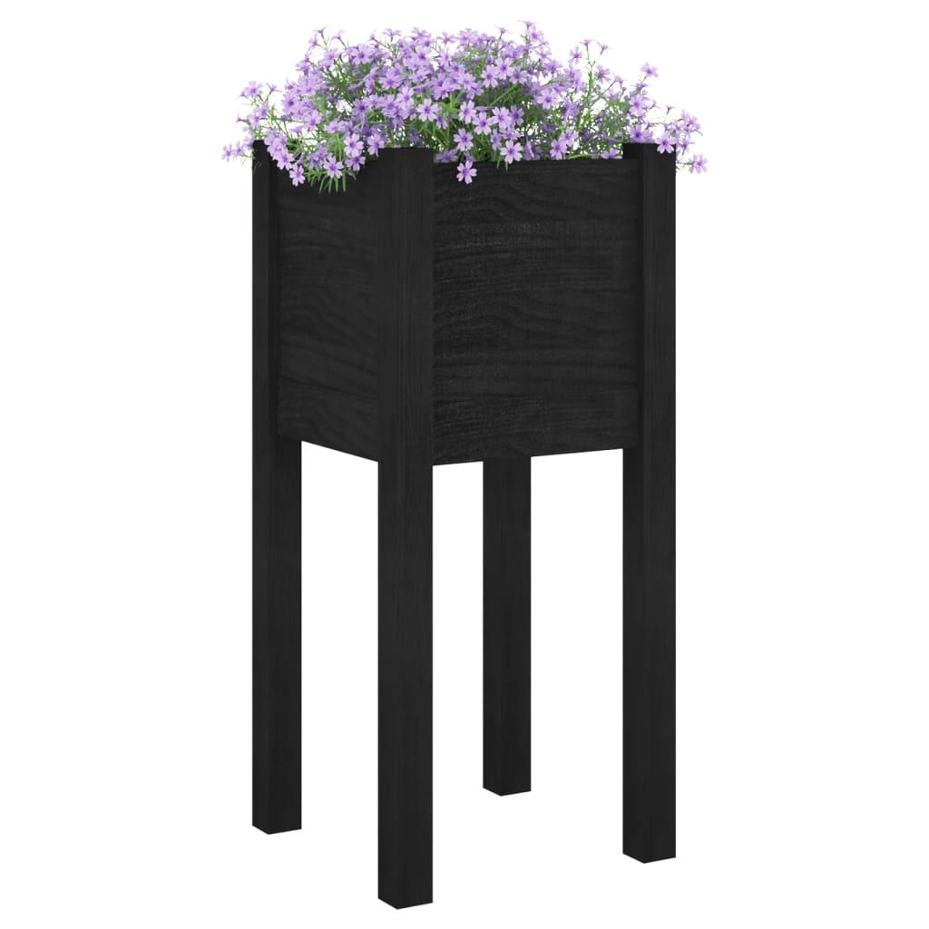 Vasos/floreiras de jardim 2 pcs 31x31x70 cm pinho maciço preto