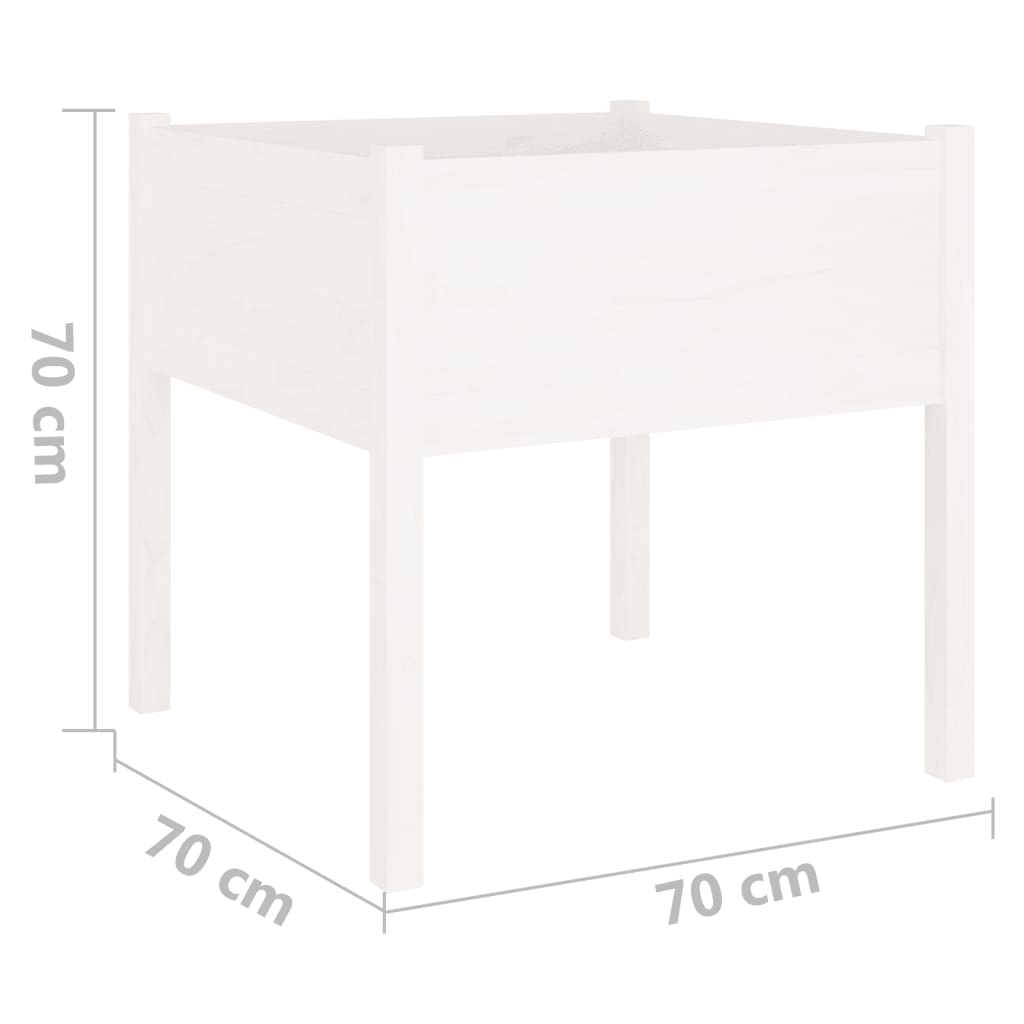 Vaso de jardim 70x70x70 cm madeira de pinho maciça branco