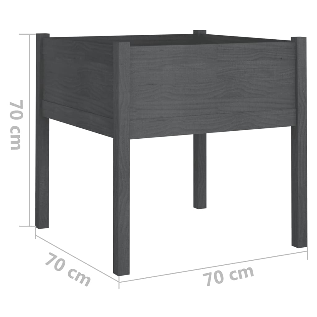 Vaso/floreira de jardim 2 pcs 70x70x70 cm pinho maciço cinzento