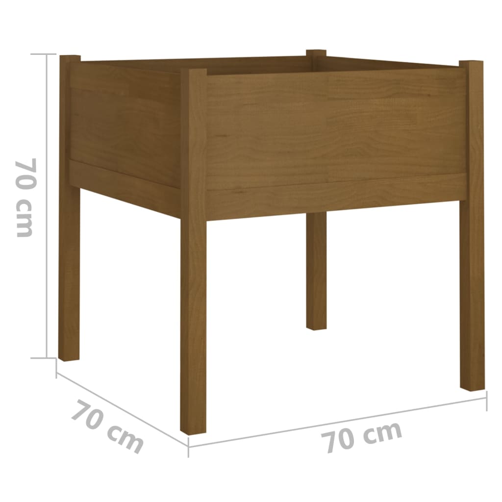 Vaso/floreira jardim 2 pcs 70x70x70cm pinho maciço castanho mel