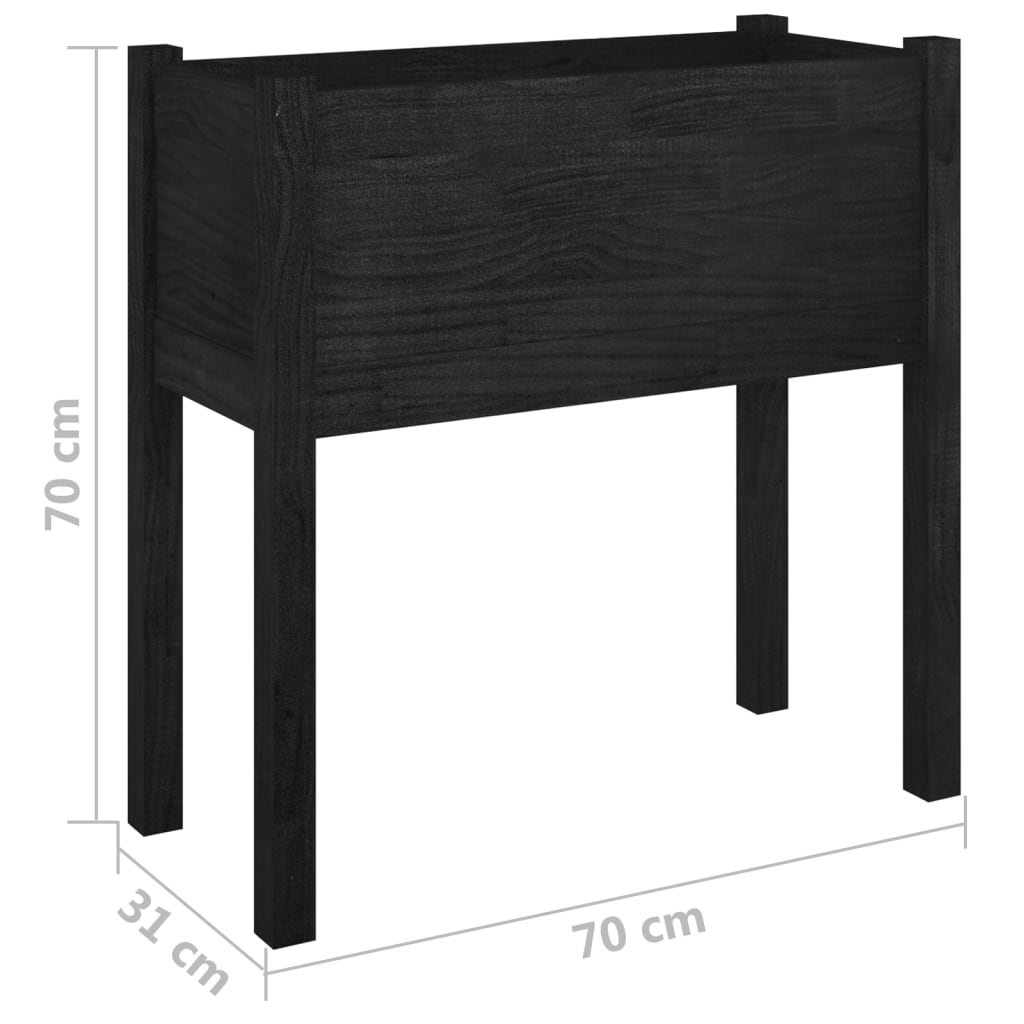 Vasos/floreiras de jardim 2 pcs 70x31x70 cm pinho maciço preto