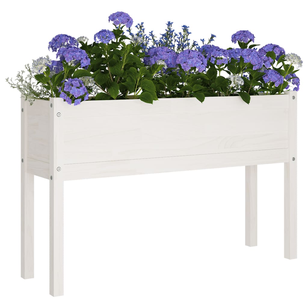 Vaso/floreira de jardim 110x31x70 cm pinho maciço branco