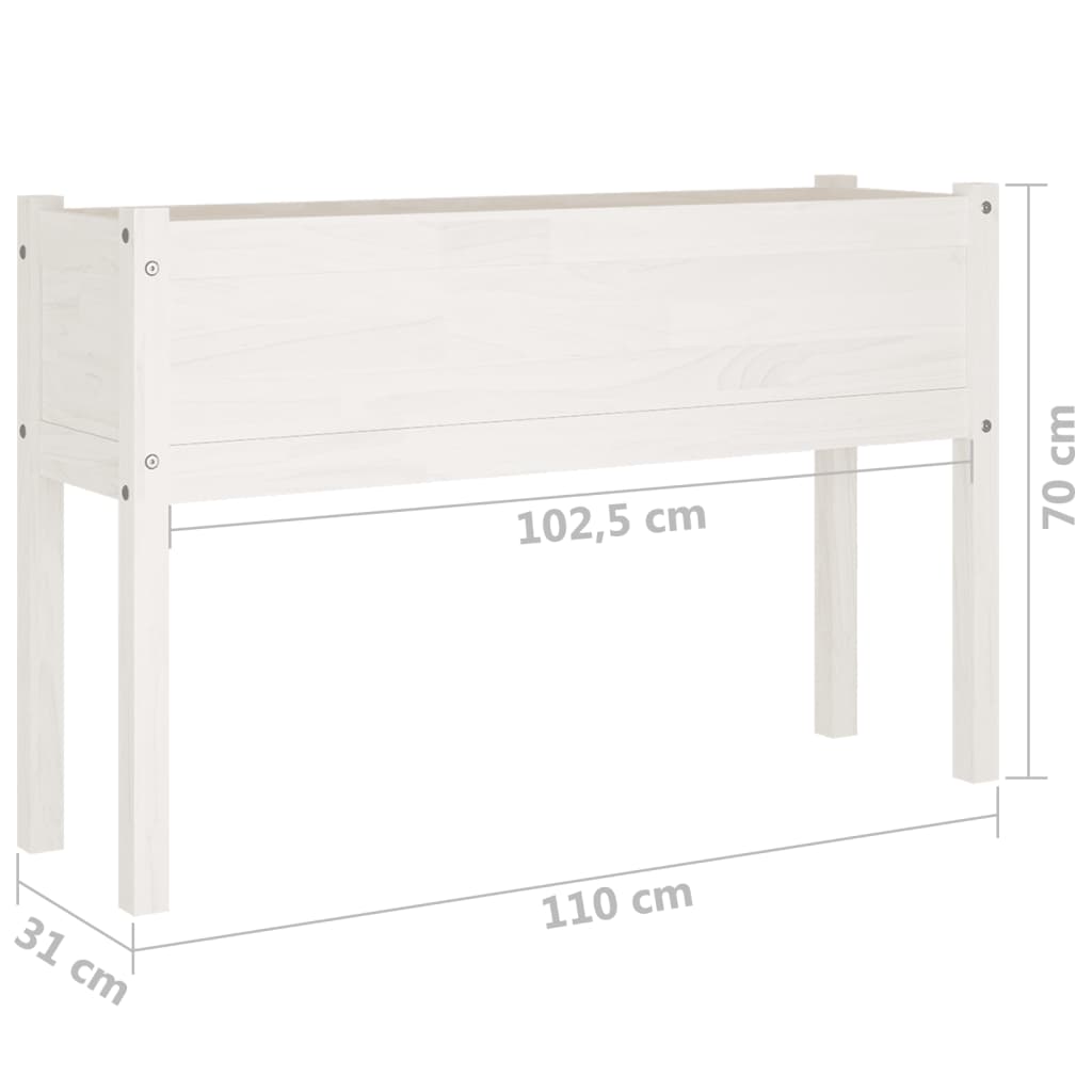 Vaso/floreira de jardim 110x31x70 cm pinho maciço branco