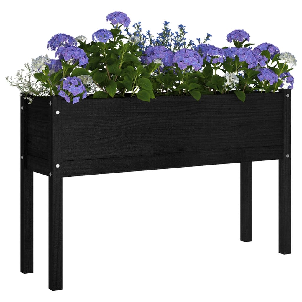 Vasos/floreiras de jardim 2 pcs 110x31x70 cm pinho maciço preto