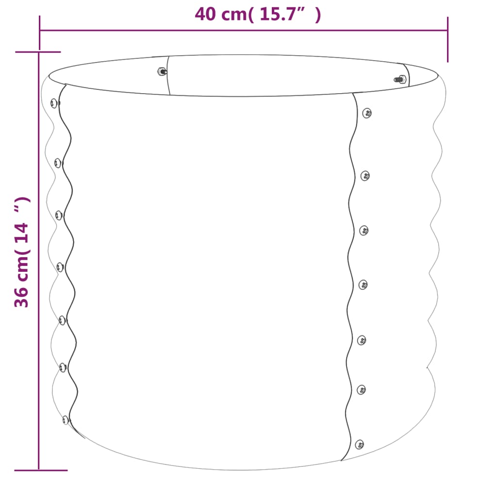 Vaso/floreira de jardim aço revestido a pó 40x40x36 cm verde