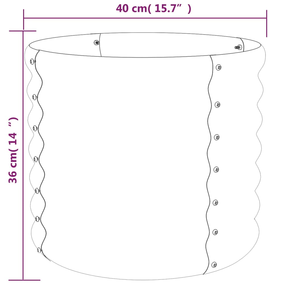 Vaso/floreira de jardim aço revestido a pó 40x40x36 cm castanho