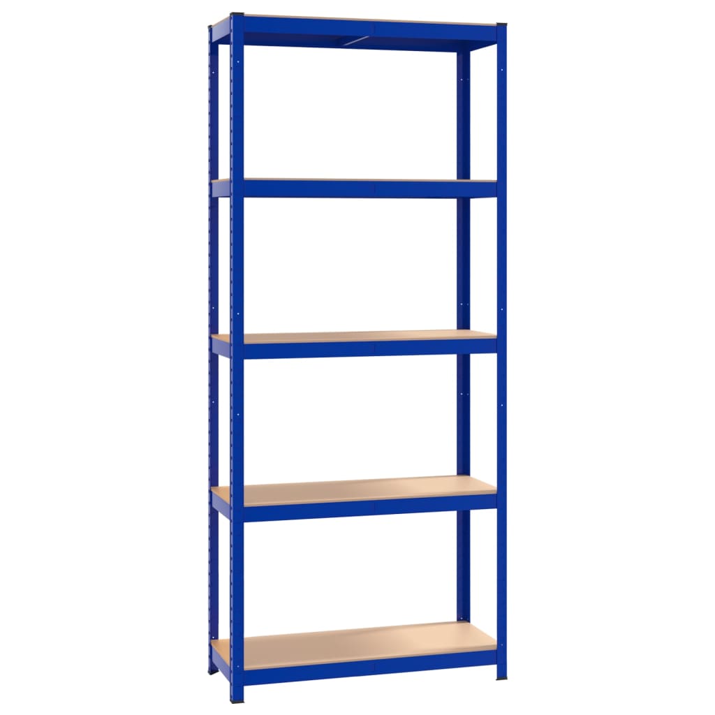 5-Layer Storage Shelf Blue Steel&Madeira de engenharia