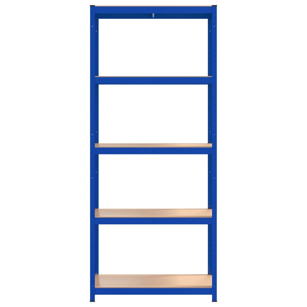 5-Layer Storage Shelf Blue Steel&Madeira de engenharia