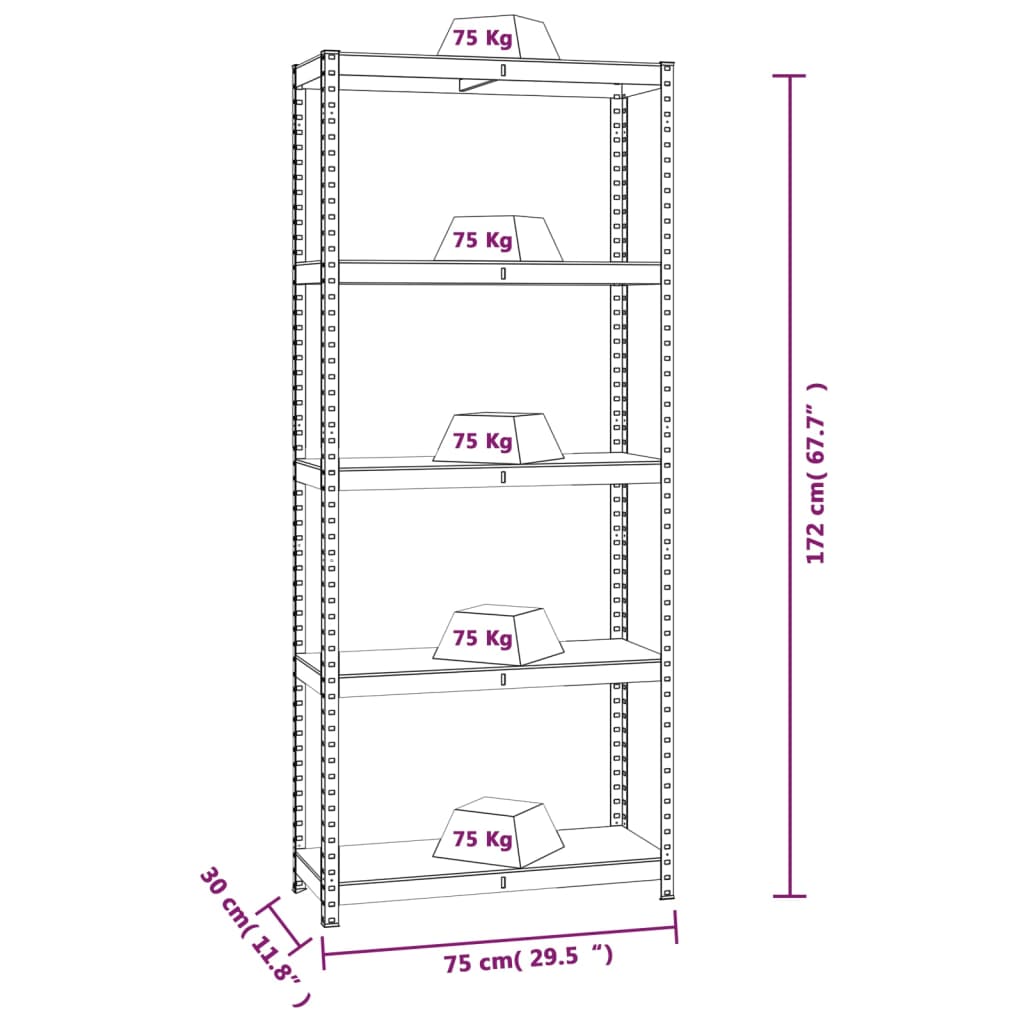 5-Layer Storage Shelf Blue Steel&Madeira de engenharia