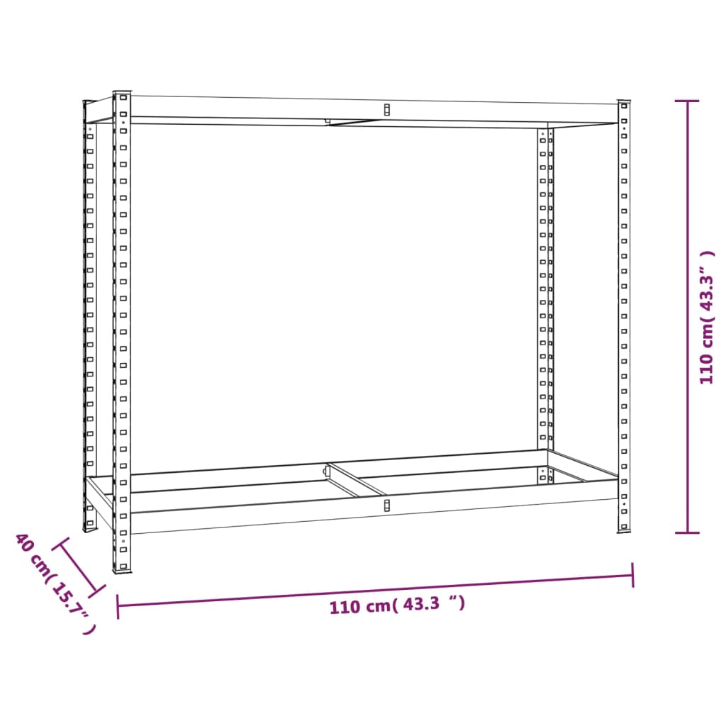 Unidade de 2 prateleiras para pneus 110x40x110 aço prateado