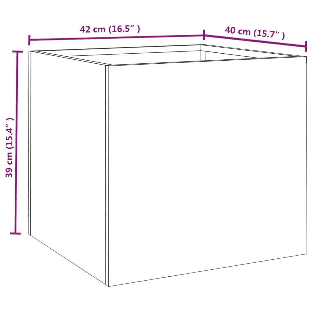 Vaso/floreira 42x40x39 cm aço corten