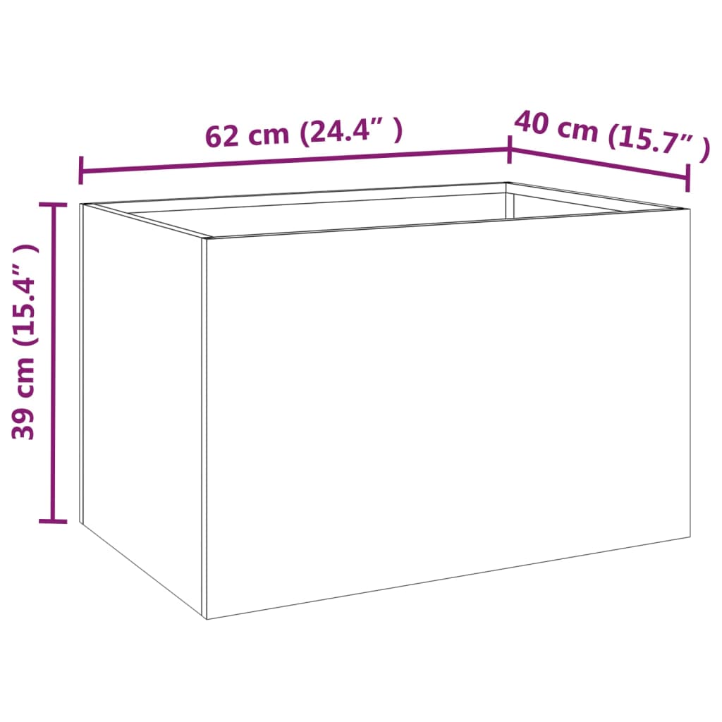 Vaso/floreira 62x40x39 cm aço corten