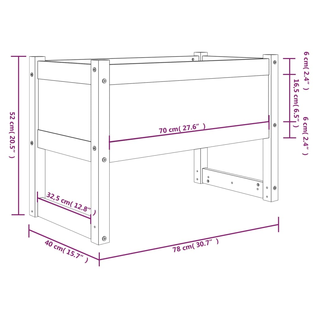 Vaso/floreira 78x40x52 cm pinho maciço cinzento