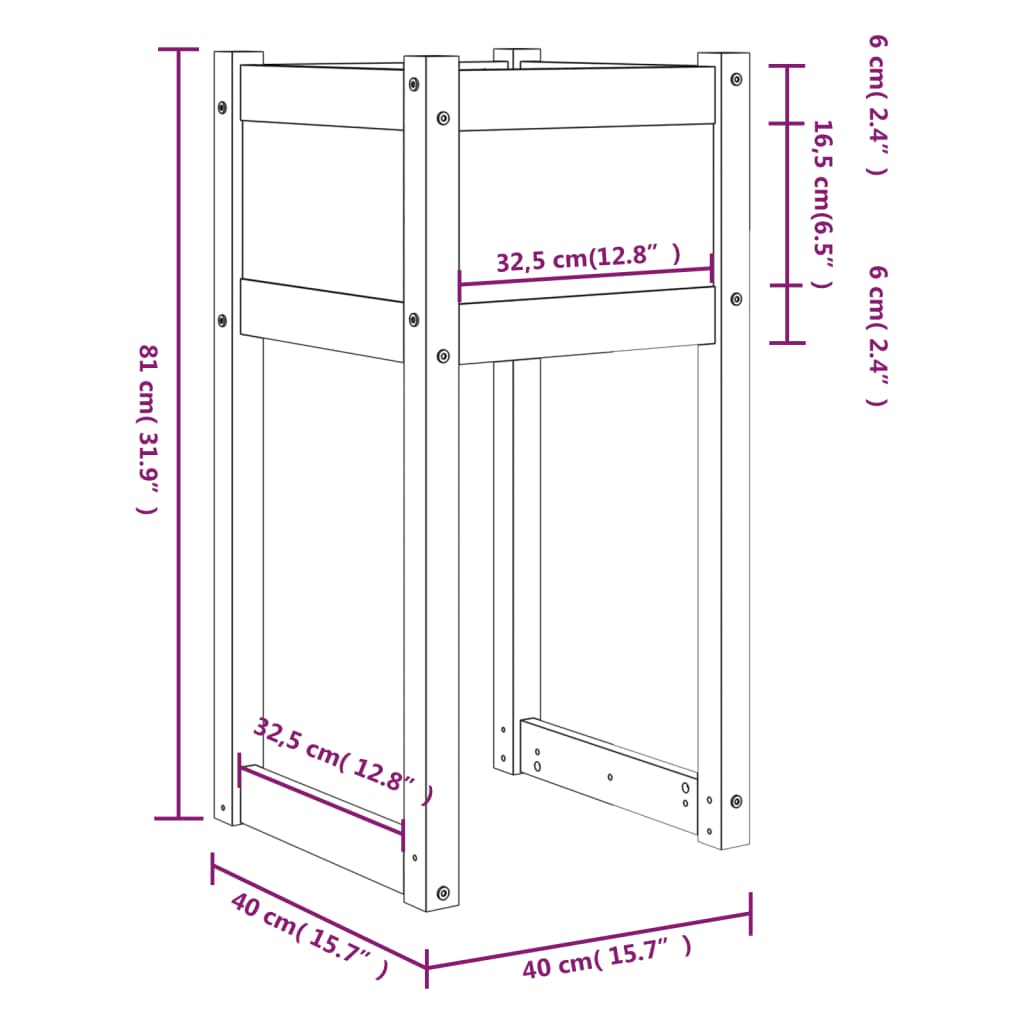 Vasos/floreiras 2 pcs 40x40x81 cm pinho maciço