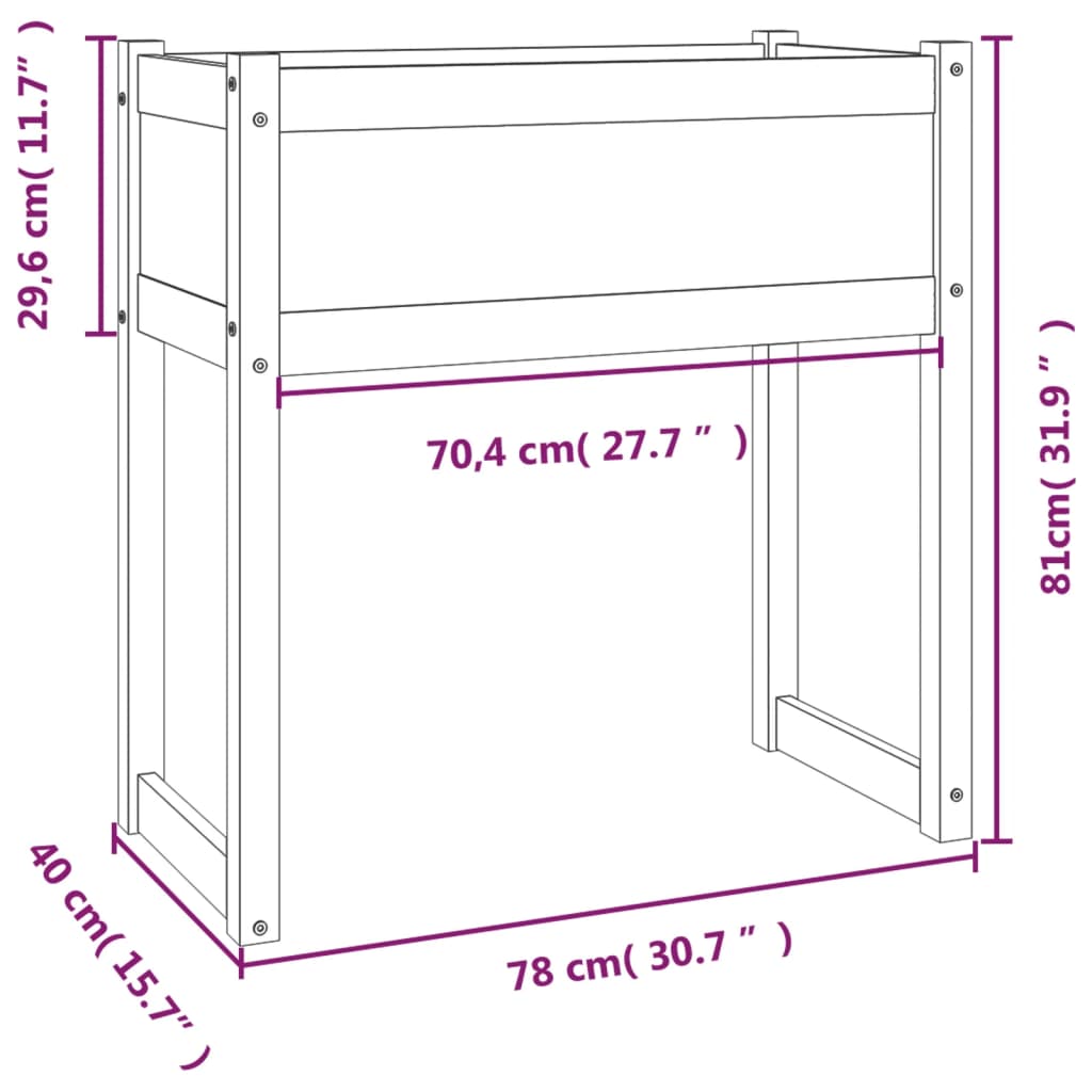 Vaso/floreira 78x40x81 cm pinho maciço cinzento