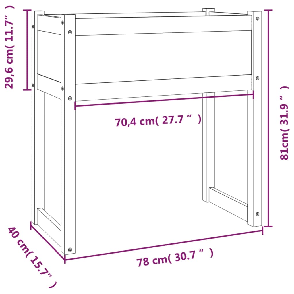 Vaso/floreira 78x40x81 cm pinho maciço preto