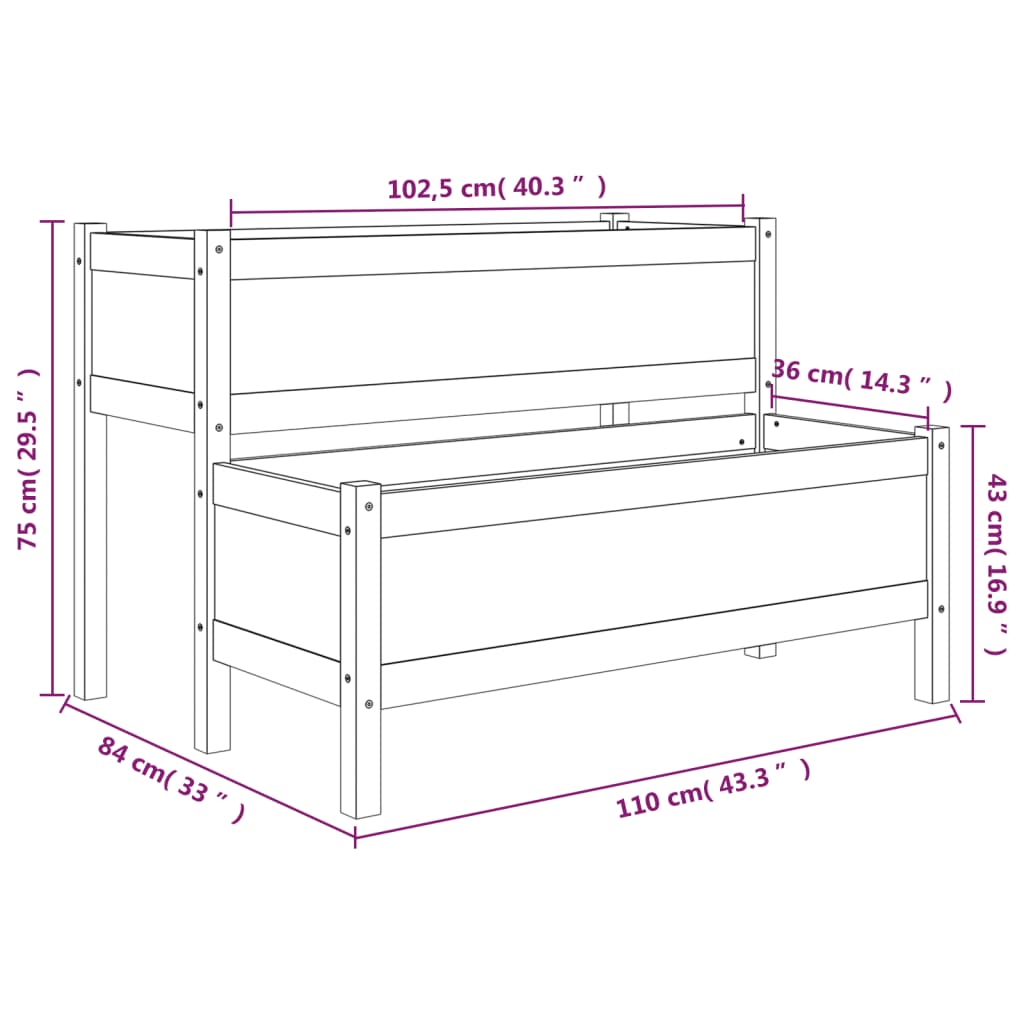 Vaso/floreira 110x84x75 cm pinho maciço branco