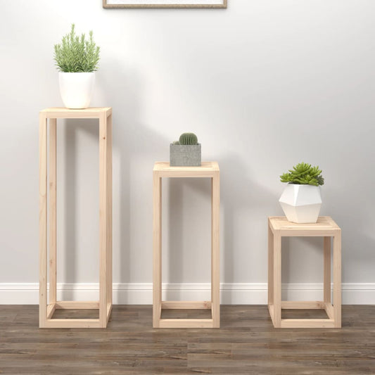 3 pcs conjunto de suporte plantas pinho maciço