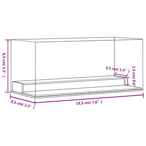 Caixa de exposição 19,5x8,5x8,5 cm acrílico transparente