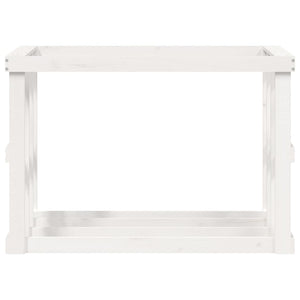 Suporte de lenha p/ exterior 108x52x74 cm pinho maciço branco