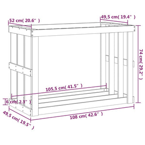 Suporte de lenha p/ exterior 108x52x74 cm pinho maciço branco