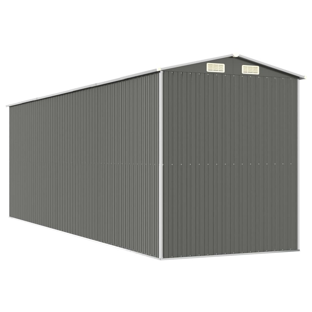 Abrigo de jardim 192x606x223 cm aço galvanizado cinzento-claro