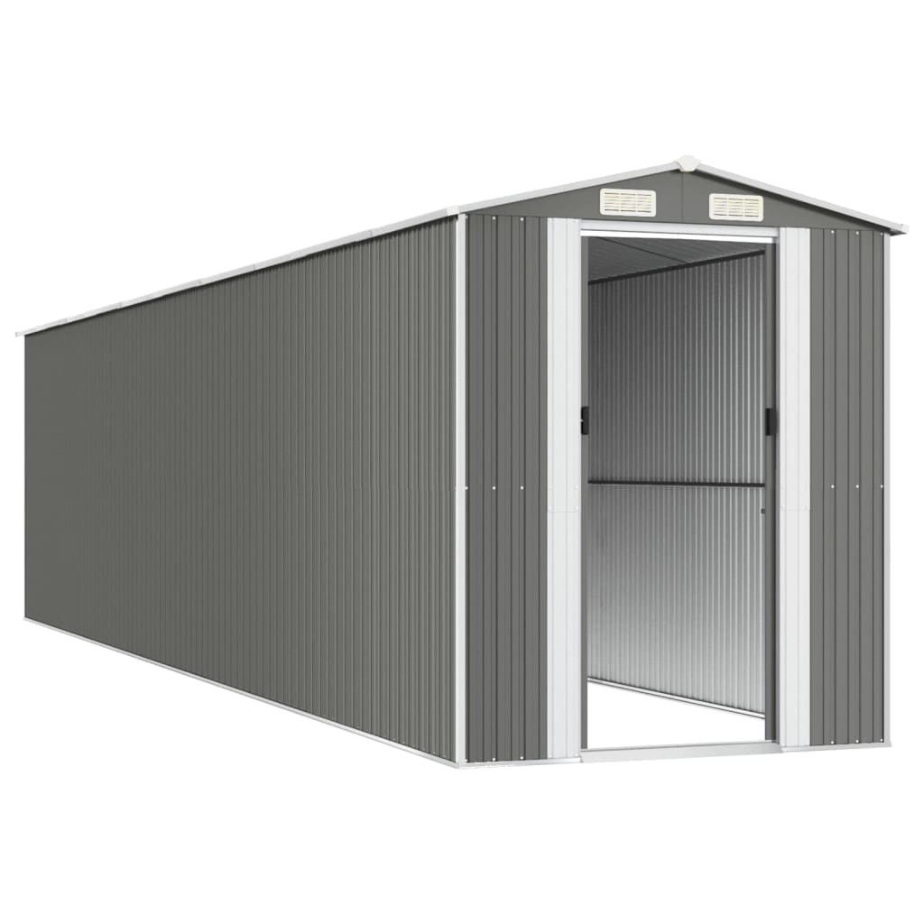 Abrigo de jardim 192x855x223 cm aço galvanizado cinzento-claro