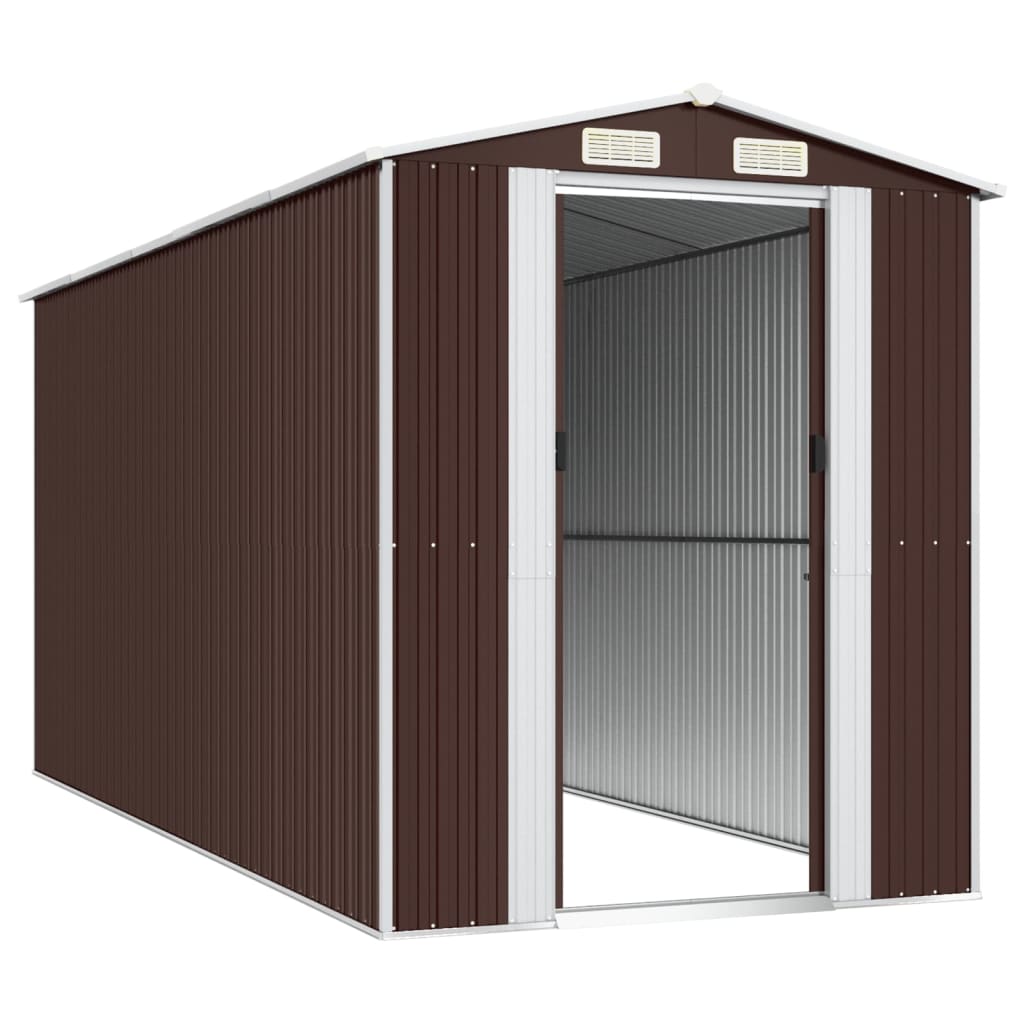 Abrigo de jardim 192x440x223 cm aço galvanizado castanho-escuro