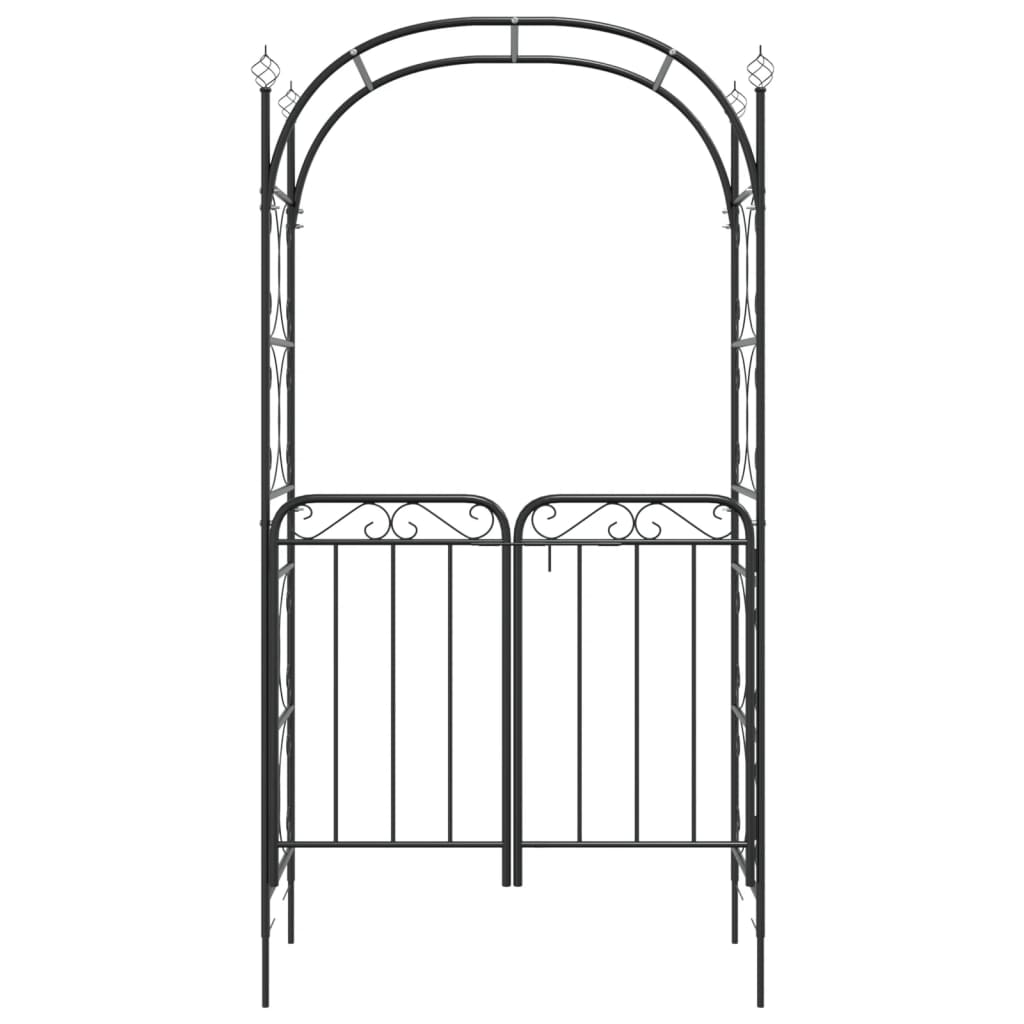 Arco de jardim c/ portão 108x45x235 cm aço preto