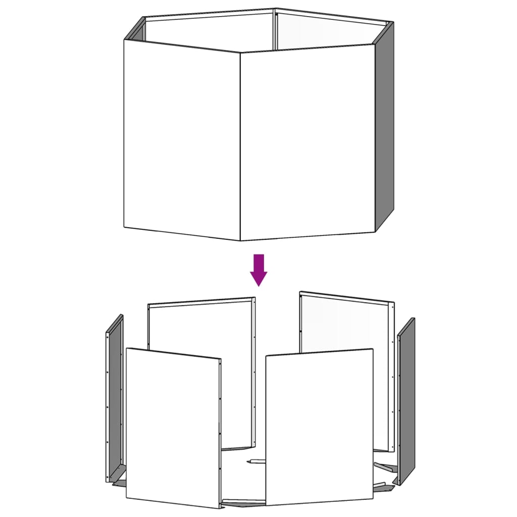 Vaso/floreira 40x40x45 cm aço corten cor enferrujado