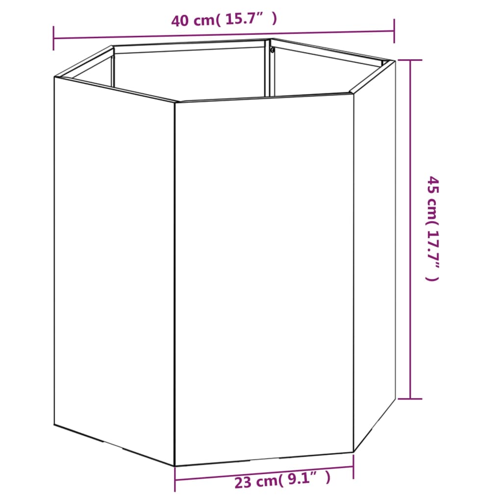 Vaso/floreira 40x40x45 cm aço corten cor enferrujado