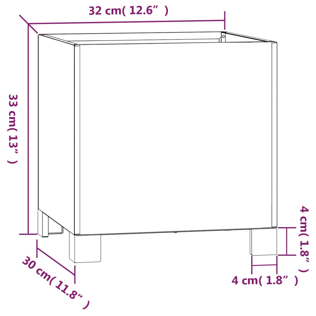 Vasos/floreiras c/ pernas 2 pcs 32x30x33 aço corten enferrujado