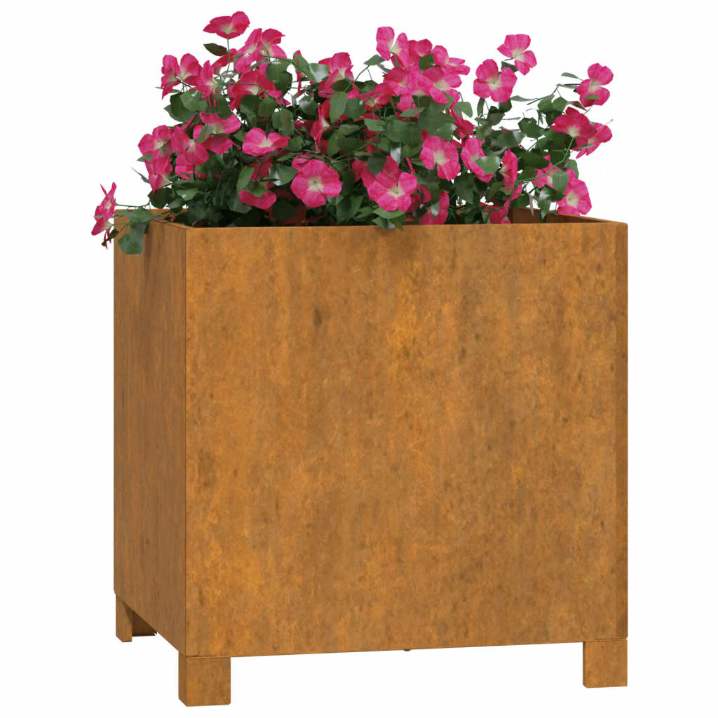 Vasos/floreira c/ pernas 2pcs 42x40x43cm aço corten enferrujado