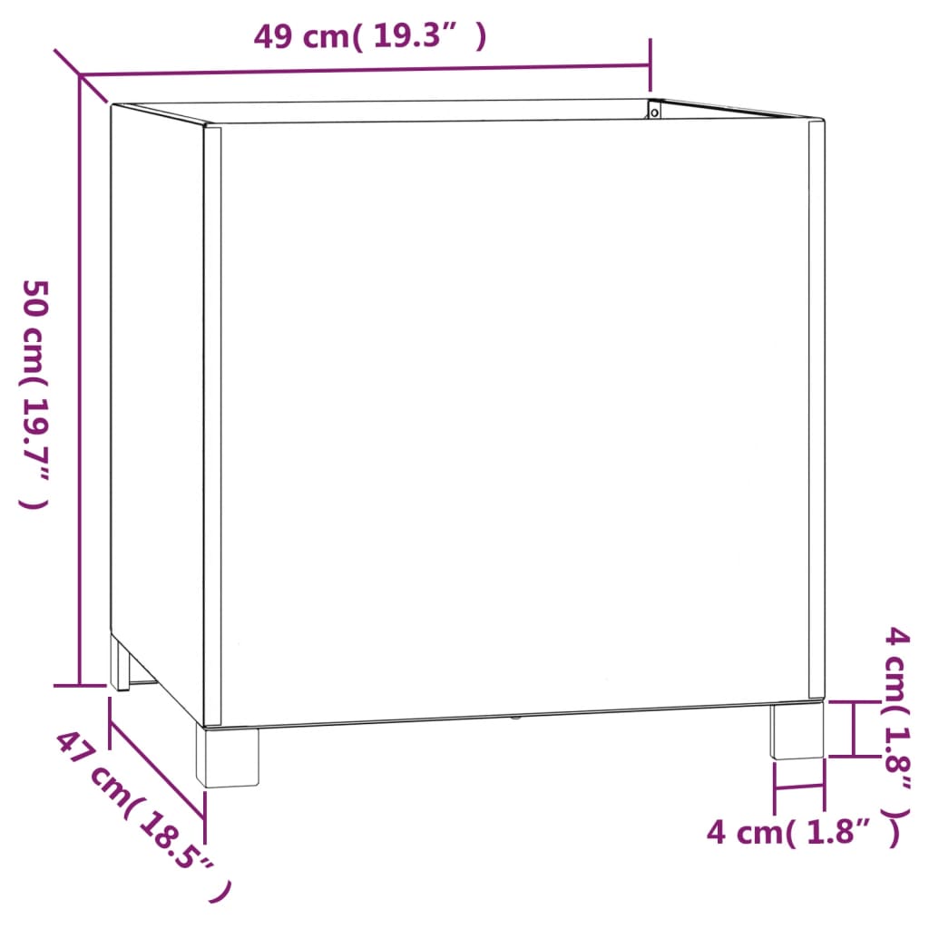 Vaso/floreira c/ pernas 2 pcs 49x47x50cm aço corten enferrujado