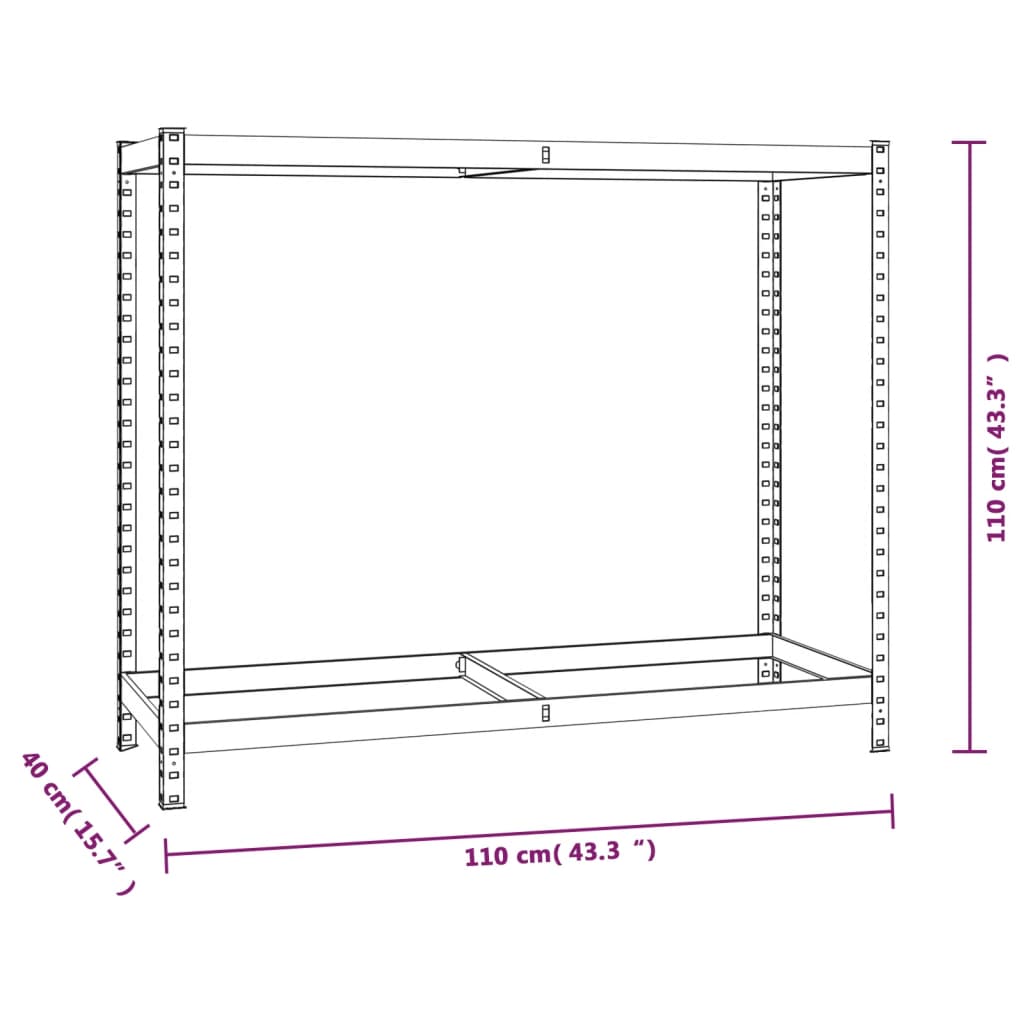 Unidades 2 prateleiras p/ pneus 4pcs 110x40x110 cm aço prateado