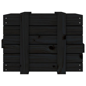 Caixa de arrumação 58x40,5x42 cm madeira de pinho maciça preto