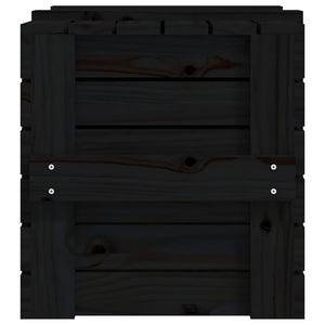 Caixa de arrumação 58x40,5x42 cm madeira de pinho maciça preto