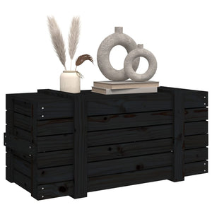 Caixa de arrumação 91x40,5x42 cm madeira de pinho maciça preto