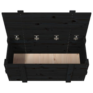 Caixa de arrumação 91x40,5x42 cm madeira de pinho maciça preto