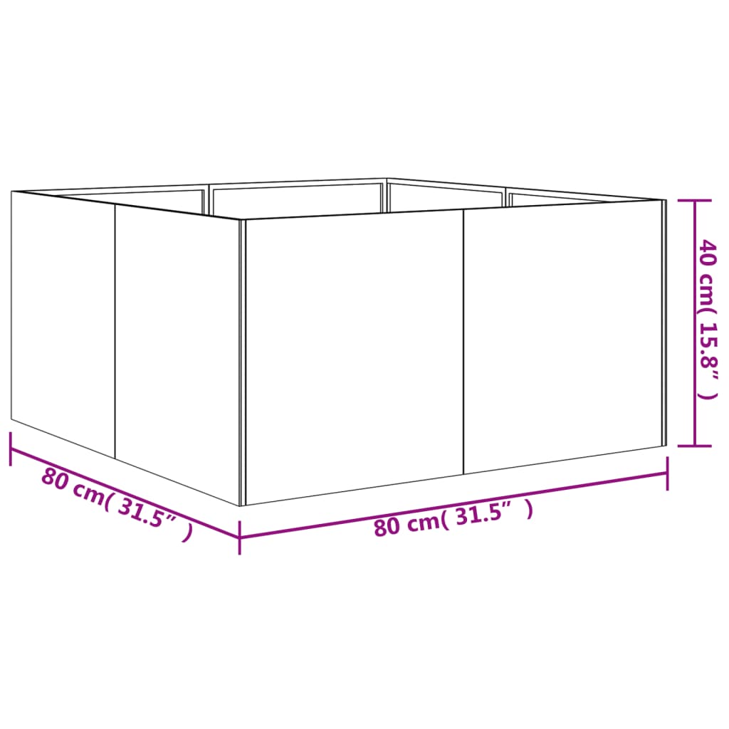 Vaso/floreira 80x80x40 cm aço corten