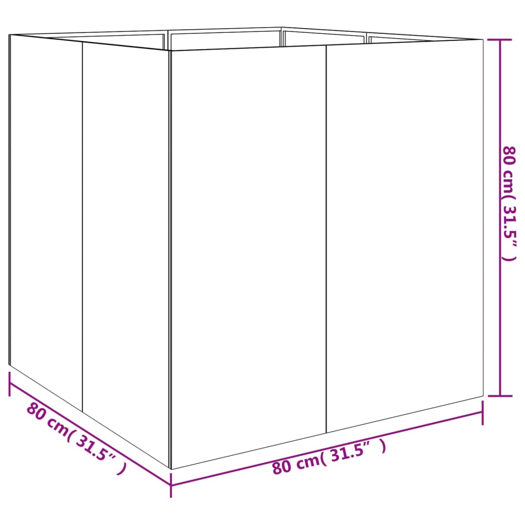 Vaso/floreira 80x80x80 cm aço corten