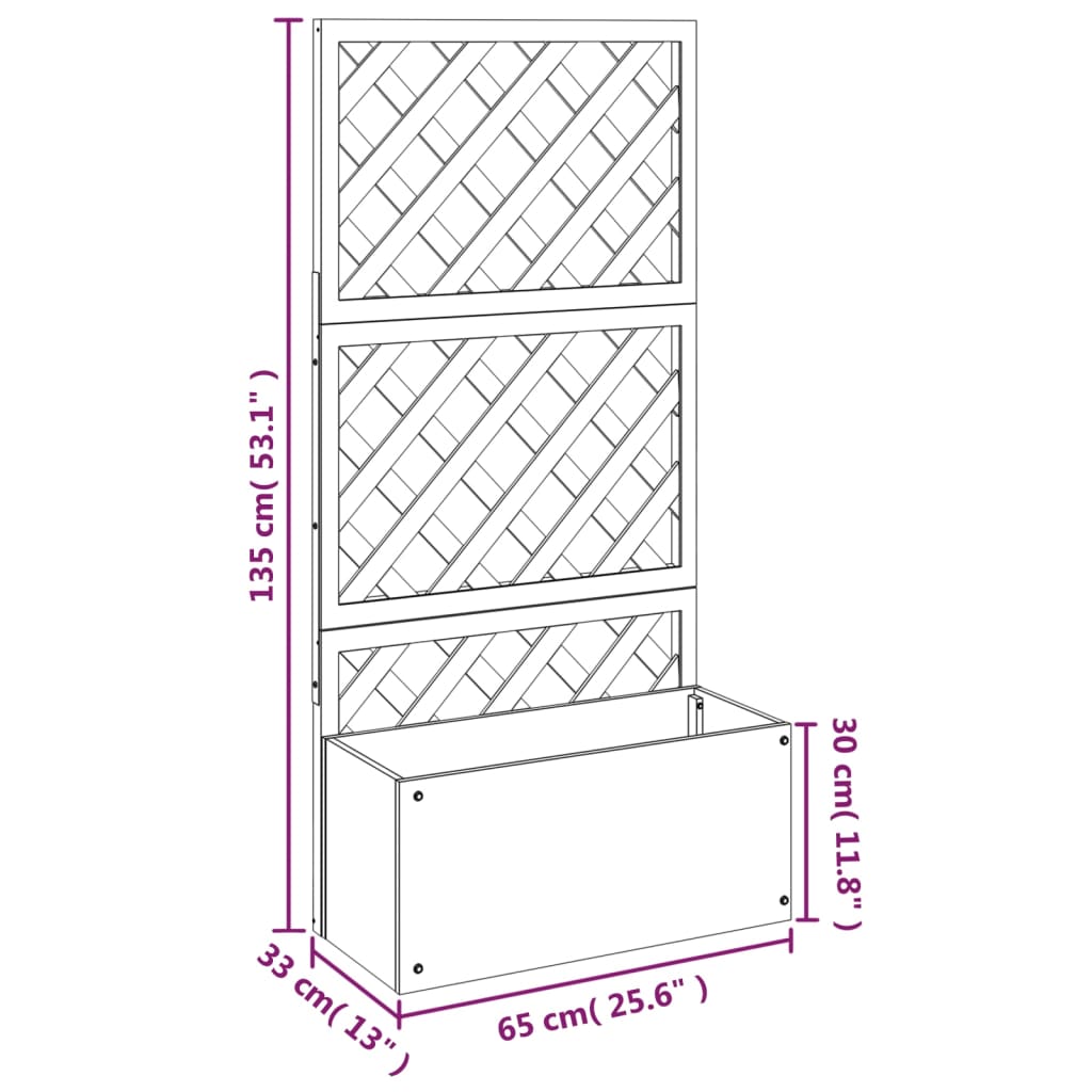 Vasos/floreiras com treliça WPC 2 pcs 65x33x135 cm castanho