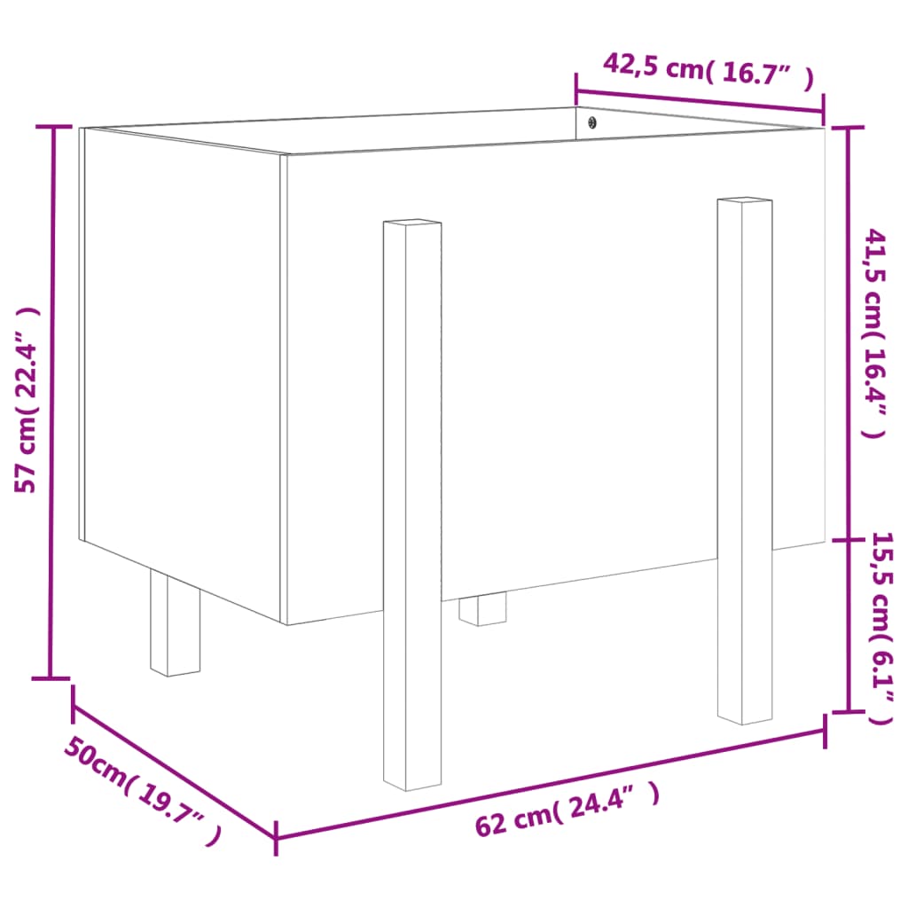 Vaso/floreira de jardim 62x50x57 cm madeira de douglas maciça