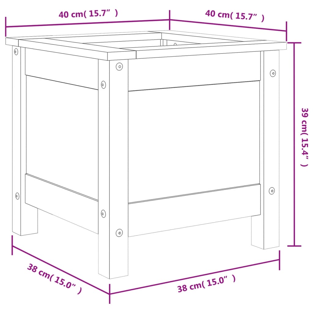 Vaso/floreira de jardim 40x40x39 cm pinho maciço branco