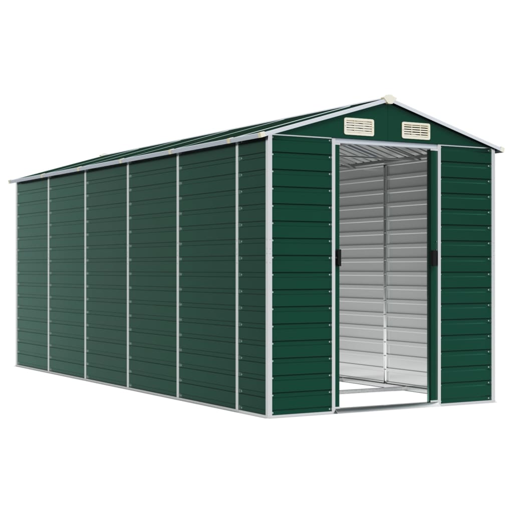 Abrigo de jardim 191x470x198 cm aço galvanizado verde