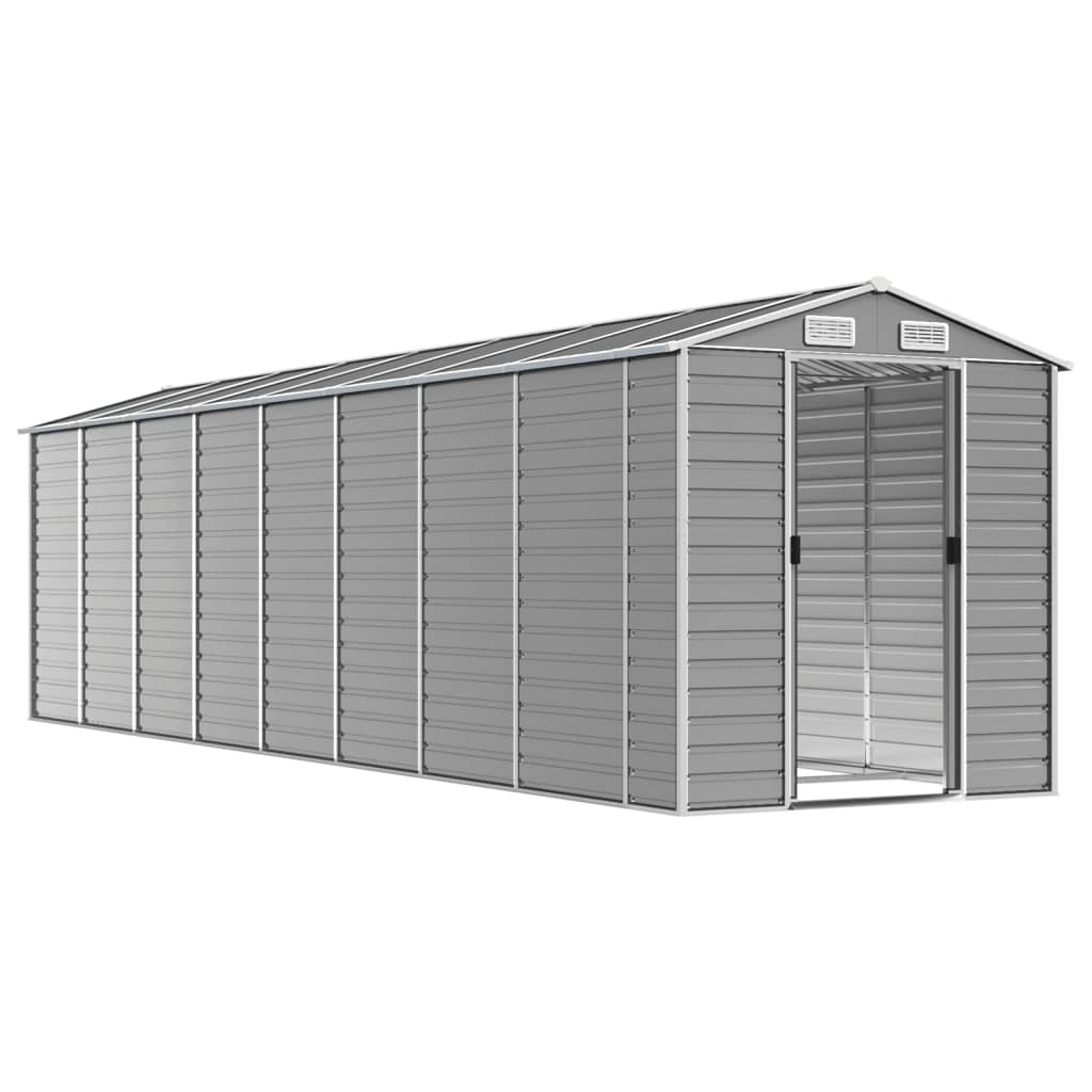 Abrigo de jardim 191x725x198 cm aço galvanizado cinzento-claro