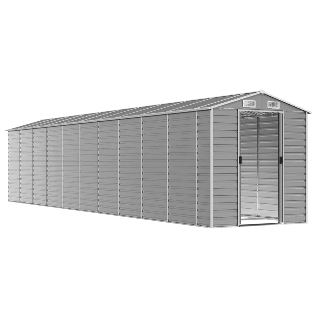 Abrigo de jardim 191x895x198 cm aço galvanizado cinzento-claro