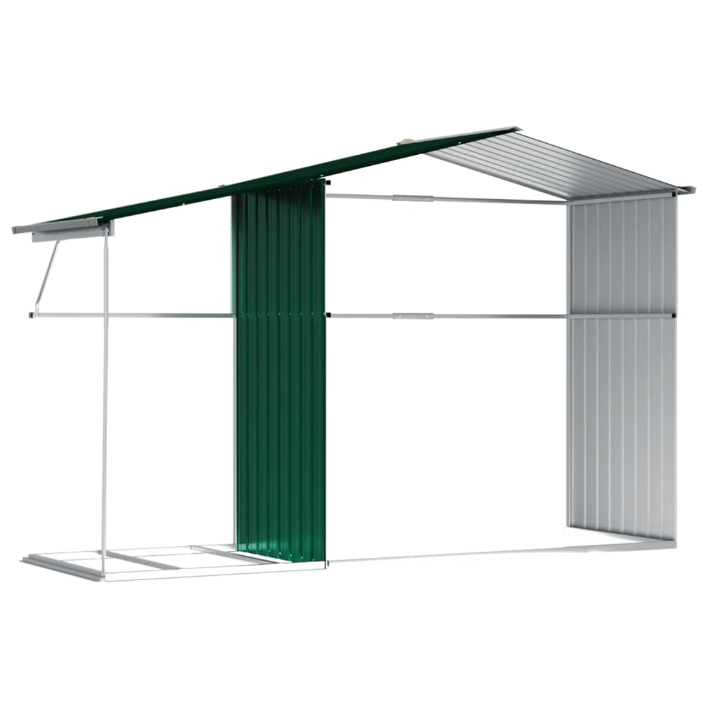 Abrigo de jardim 277x192,5x179 cm aço galvanizado verde