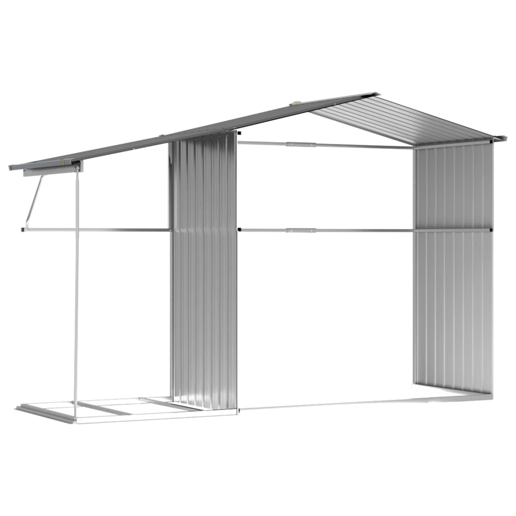 Abrigo de jardim 277x192,5x179 cm aço galvanizado cinzento